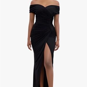 Chic Black Strapless Evening Dress